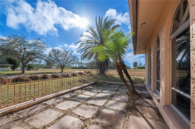 view of patio featuring a rural view