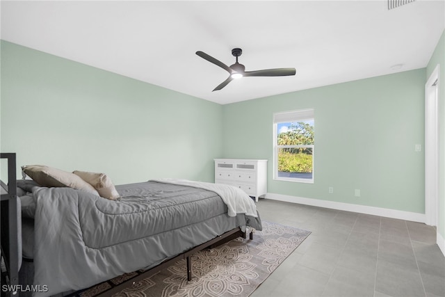 bedroom featuring ceiling fan