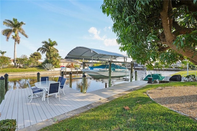 dock area featuring a water view