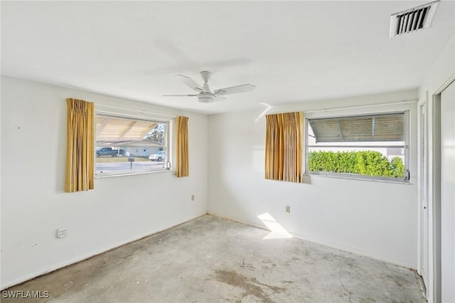 spare room featuring ceiling fan