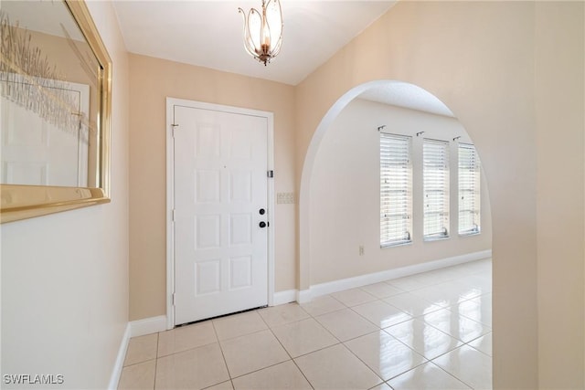 view of tiled foyer entrance