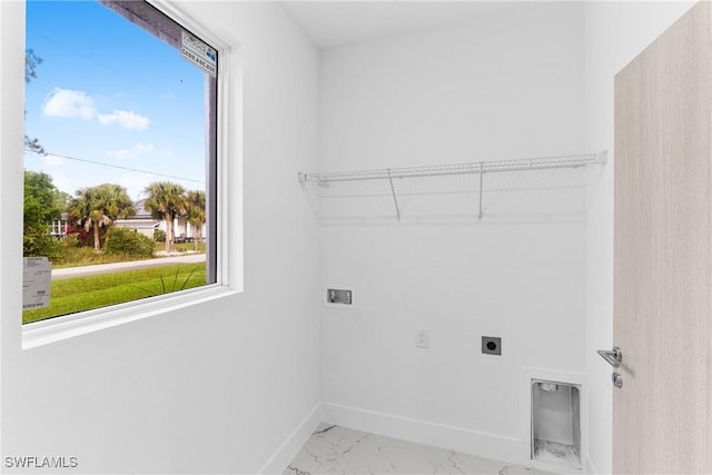 washroom with electric dryer hookup and washer hookup