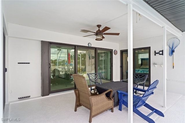 view of patio / terrace featuring ceiling fan