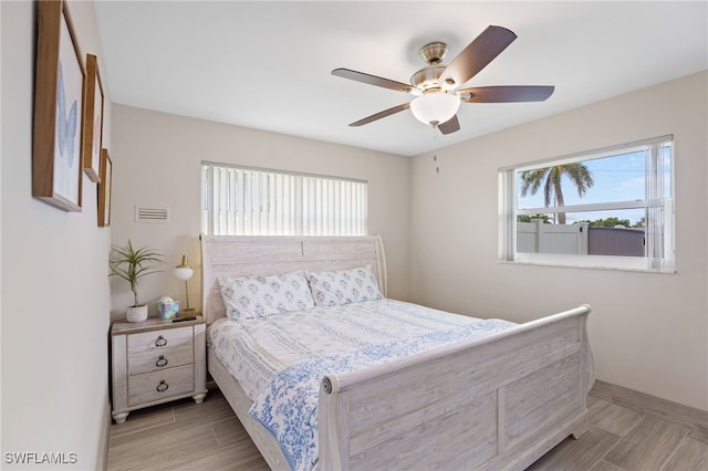 bedroom featuring ceiling fan