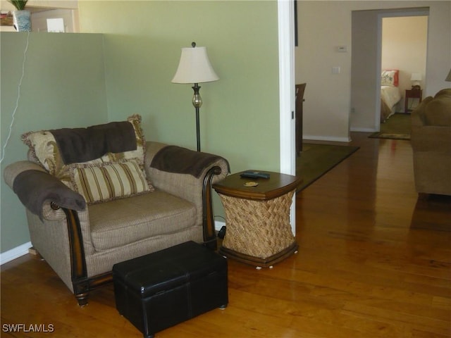 living area featuring wood-type flooring