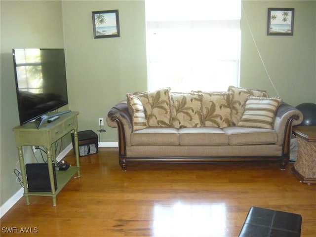 living room with light wood-type flooring