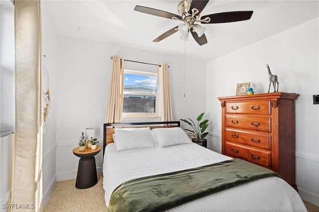 bedroom featuring ceiling fan