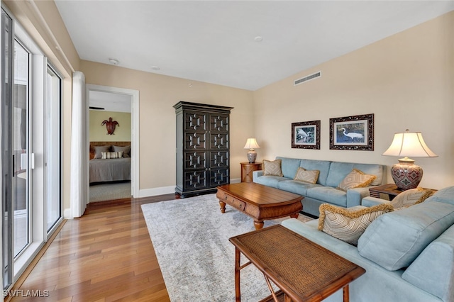 living room featuring light hardwood / wood-style flooring