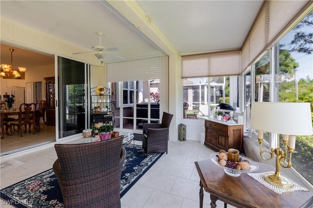 2320 Palo Duro Blvd, North Fort Myers, FL 33917 - sunroom featuring a chandelier and tile patterned floors