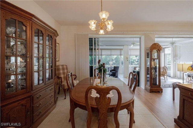 2320 Palo Duro Blvd, North Fort Myers, FL 33917 - dining space with a ceiling fan, plenty of natural light, a chandelier, and light tile patterned floors