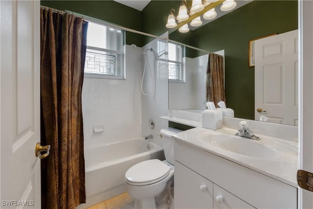 2320 Palo Duro Blvd, North Fort Myers, FL 33917 - bathroom featuring shower / tub combo with curtain, vanity, healthy amount of natural light, and tile patterned floors