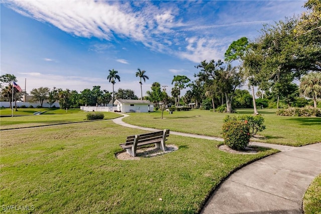 view of community with a yard