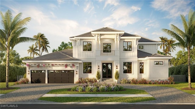 view of front of home with a garage