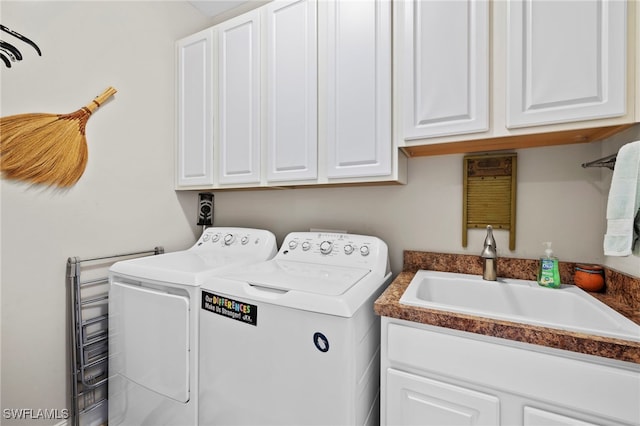 3546 Bridgewell Ct, Fort Myers, FL 33916 - clothes washing area with independent washer and dryer, a sink, and cabinet space