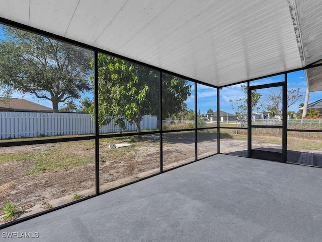 view of unfurnished sunroom