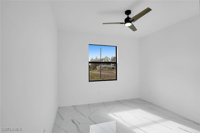 unfurnished room with ceiling fan