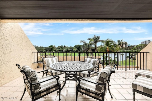 view of patio featuring a balcony