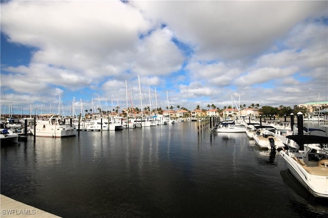 water view with a boat dock