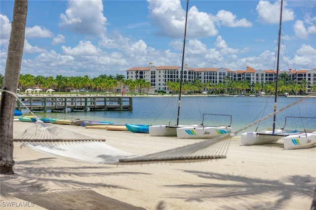 exterior space featuring a water view