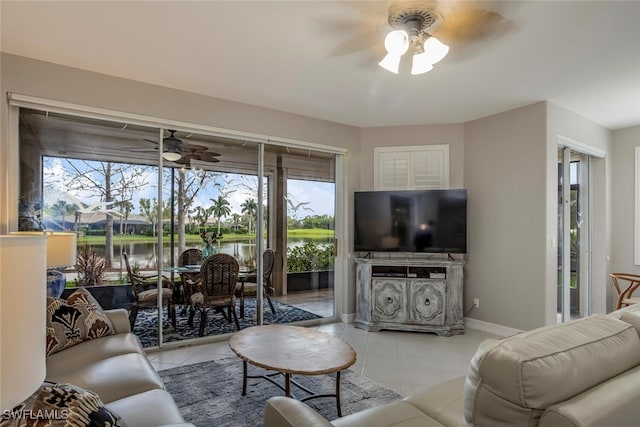 view of tiled living room