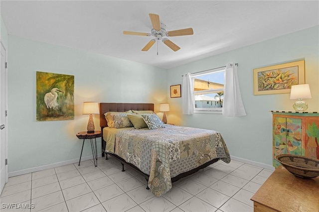 bedroom featuring ceiling fan