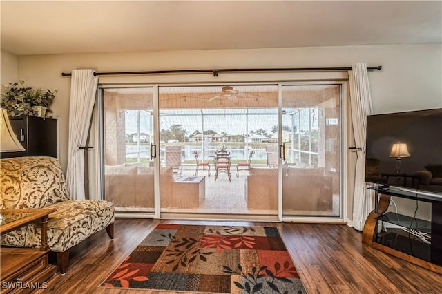 entryway with dark hardwood / wood-style floors