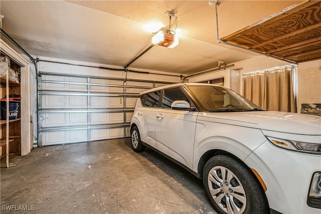 garage with a garage door opener