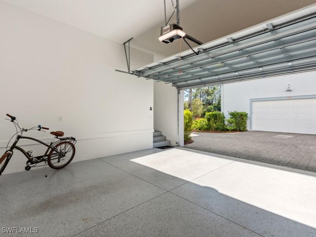 garage with a garage door opener