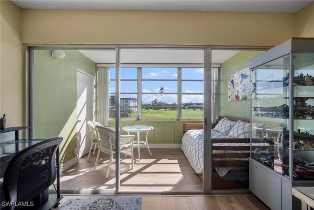 bedroom with wood-type flooring