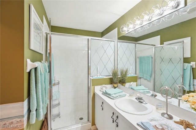 242 Newport Dr Unit 502, Naples, FL 34114 - full bathroom with vanity and a stall shower