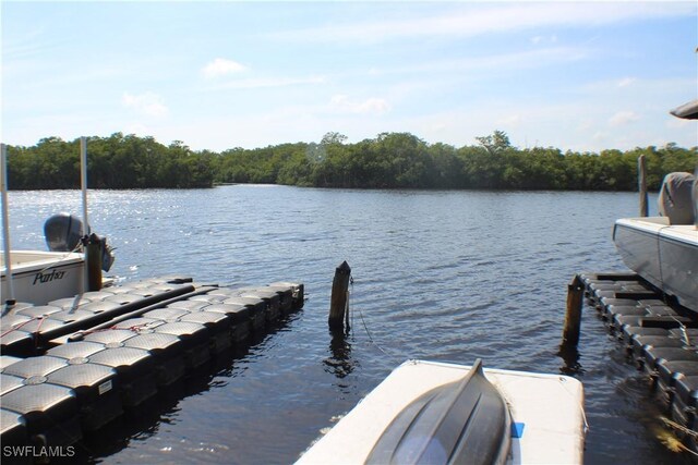 view of dock featuring a water view