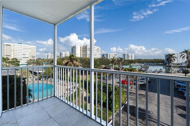 balcony with a water view