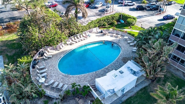 view of pool featuring a patio area