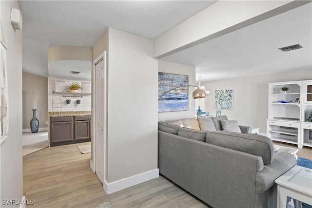 living room featuring light hardwood / wood-style flooring