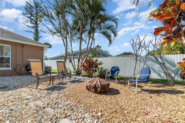 view of yard with a fenced backyard