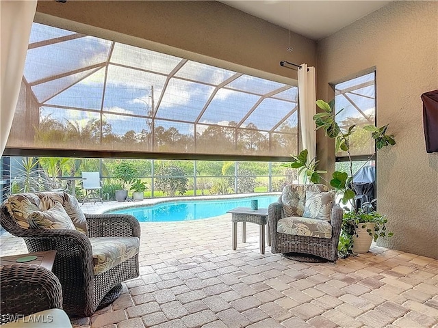 20462 Misty Woods Ct, Estero, FL 33928 - outdoor pool featuring a patio area and glass enclosure
