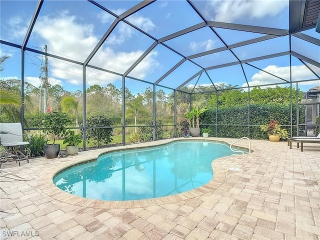 20462 Misty Woods Ct, Estero, FL 33928 - swimming pool featuring a patio area and glass enclosure
