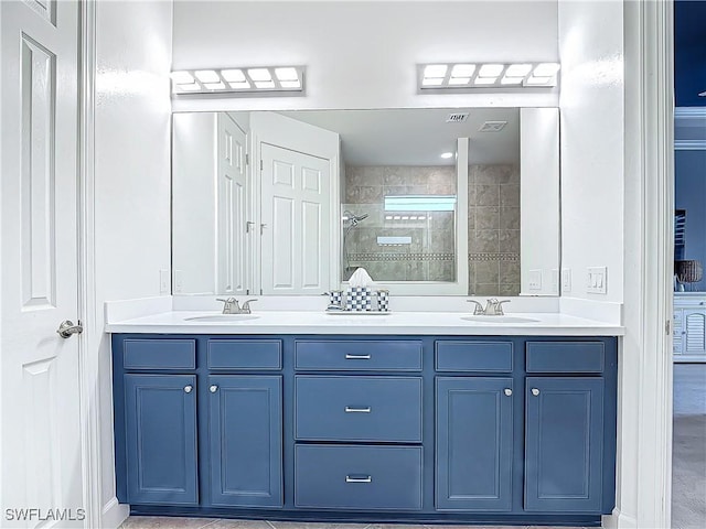 20462 Misty Woods Ct, Estero, FL 33928 - full bathroom with double vanity and a tile shower