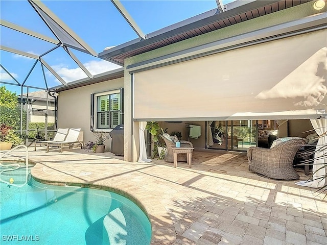 20462 Misty Woods Ct, Estero, FL 33928 - outdoor pool with glass enclosure and a patio