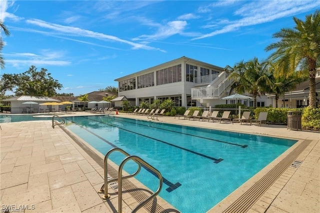 view of pool featuring a patio area