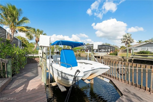 view of dock featuring a water view