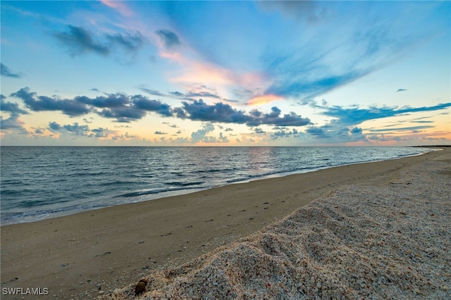 property view of water featuring a view of the beach