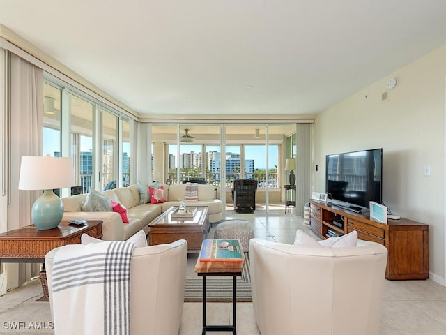 view of tiled living room