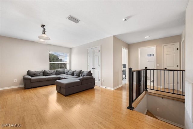 living room featuring light hardwood / wood-style flooring