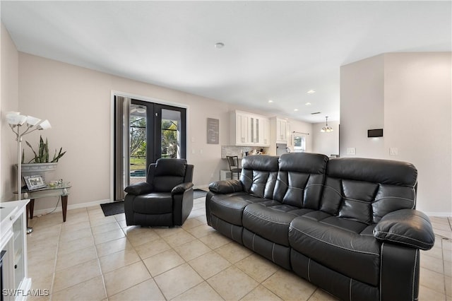 view of tiled living room