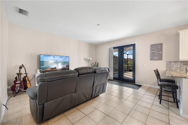 view of tiled living room