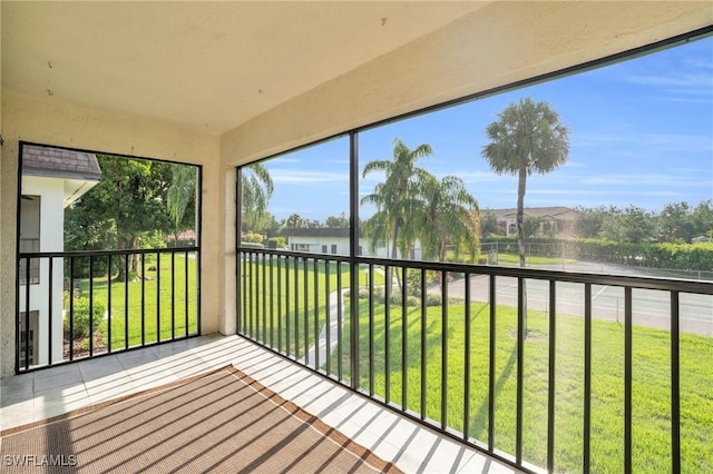 view of unfurnished sunroom