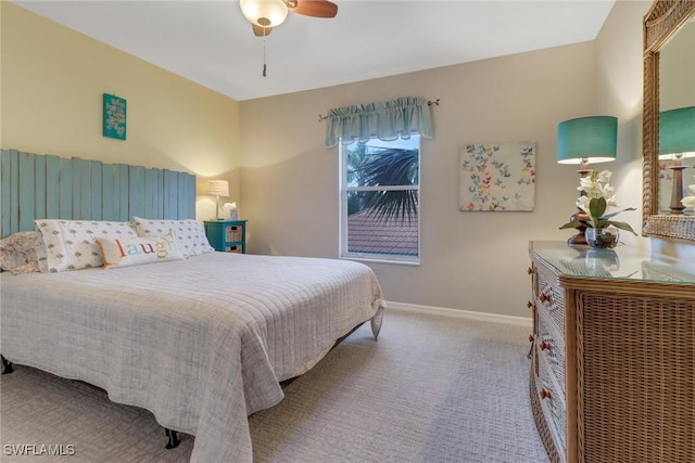 bedroom featuring carpet flooring and ceiling fan