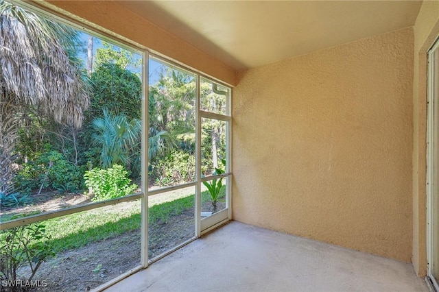 view of unfurnished sunroom