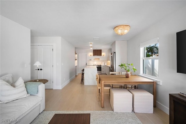 living room featuring light wood-type flooring